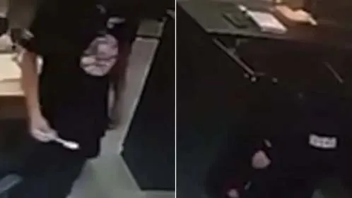 Imagens mostram o suspeito manipulando