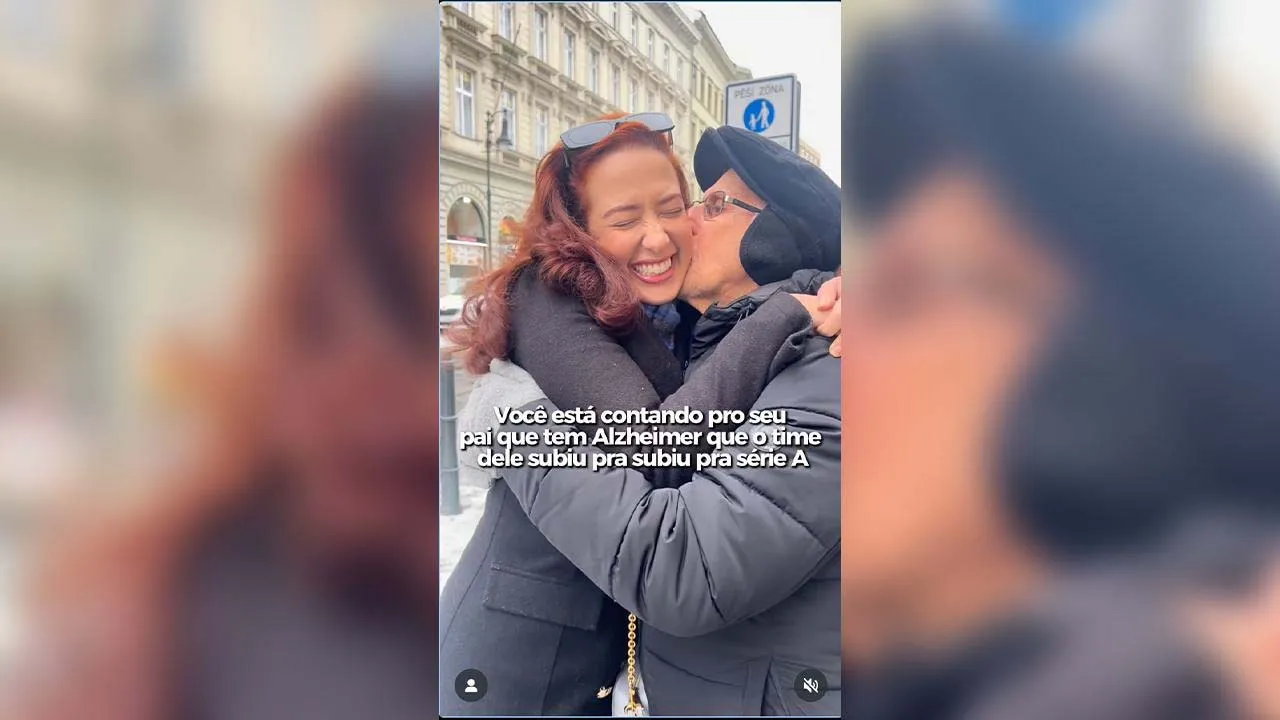 De pai para filha na comemoração do acesso azulino, direto da República Tcheca.