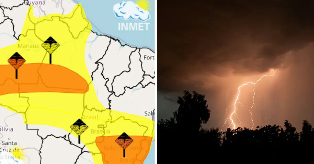 O Inmet colocou 15 estados em alerta para chuva intensa ao longo desta quarta