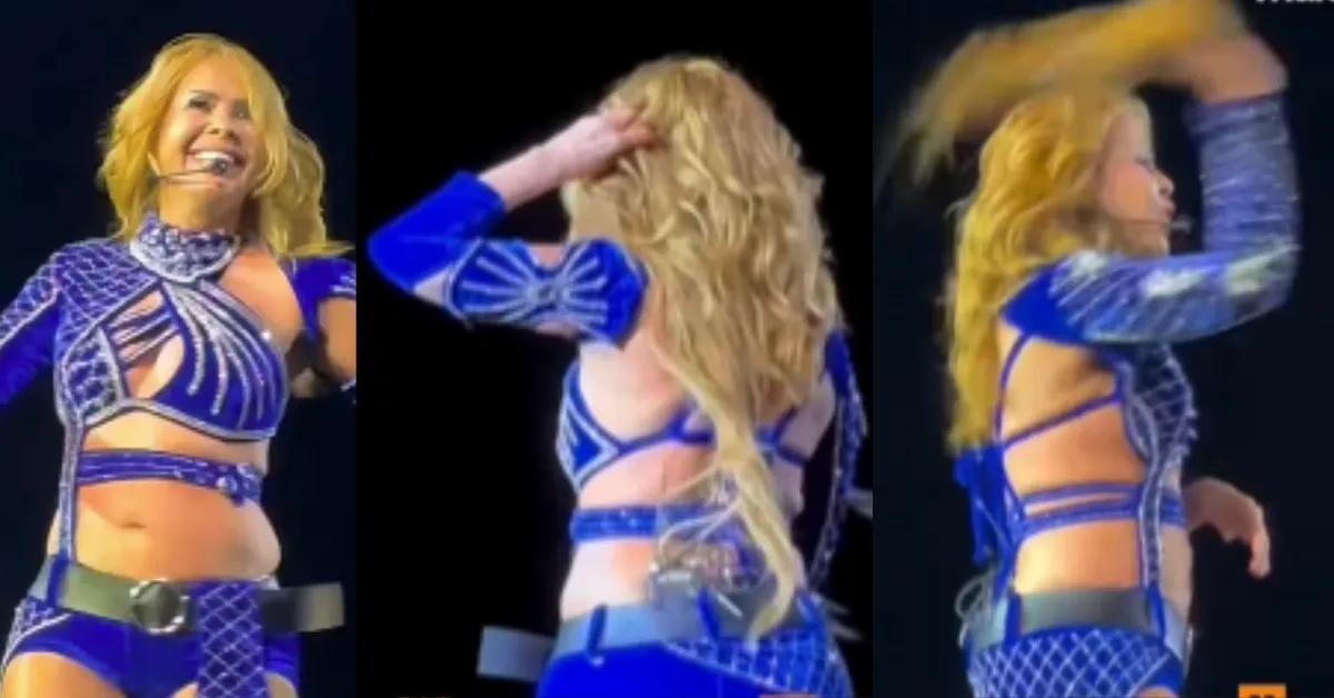 Joelma manteve o sorriso e seguiu o show mesmo após perder o mega hair durante a gravação de seu novo DVD, em Brasília.