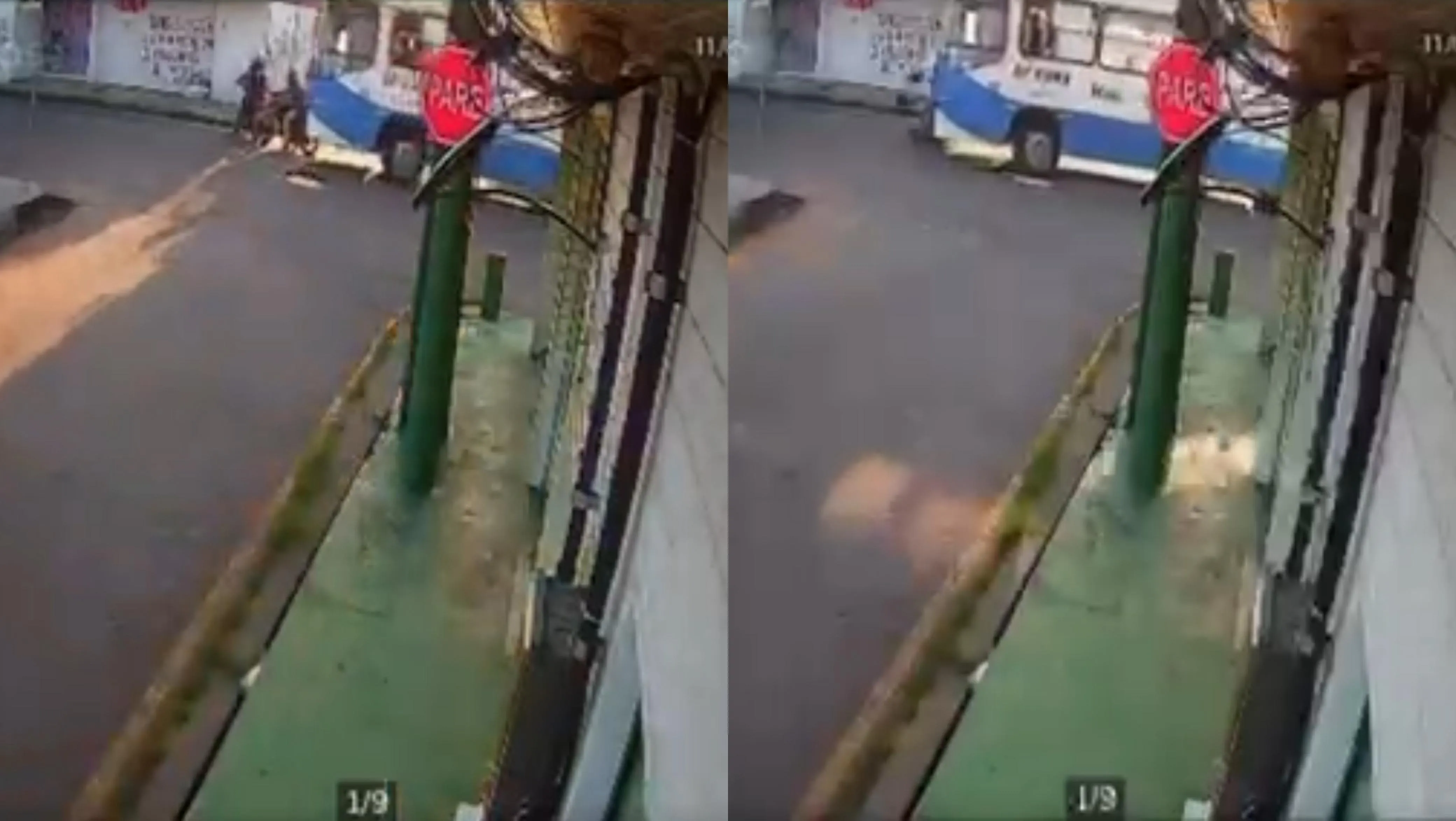 Ônibus da linha Icuí-Presidente Vargas atinge em cheio 4 pessoas que estavam em duas motocicletas paradas no cruzamento.