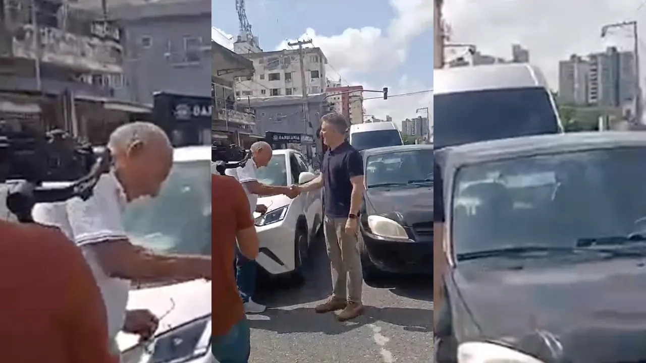 Luciano Huck surpreendeu o motorista no meio do trânsito de Belém.