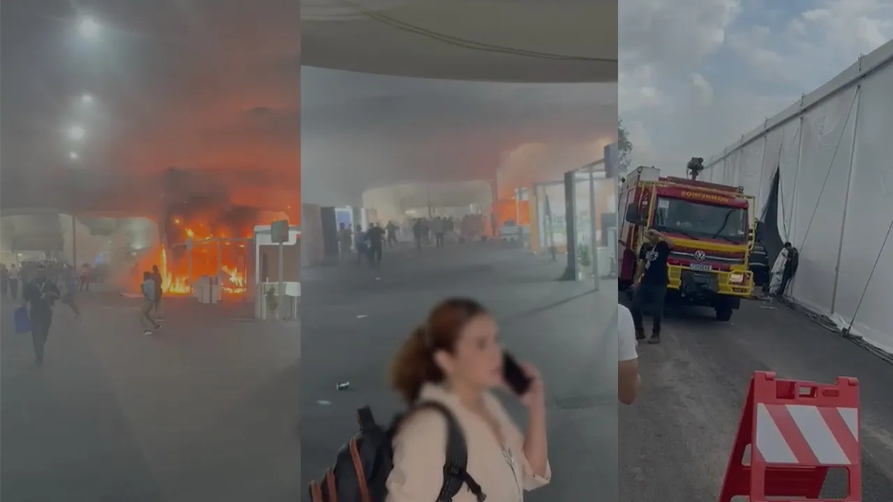 Nas imagems, é possível ver diversas pessoas entre jornalistas, autoridades e outras que trabalham e participam do evento, correndo desesperados de um lado para outro do local.