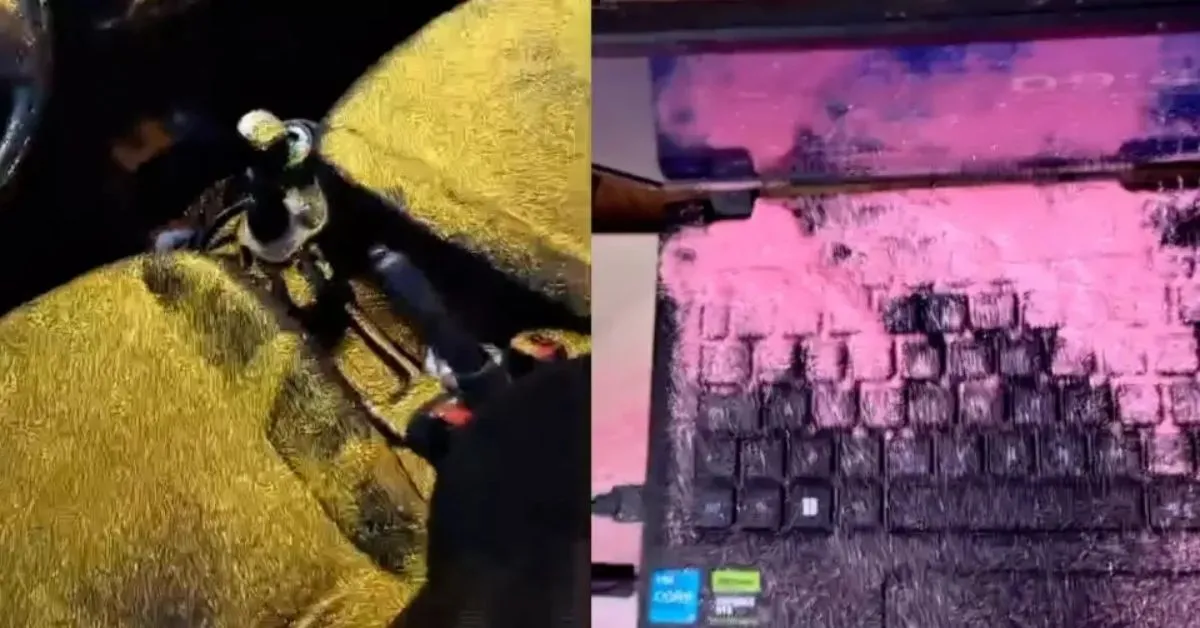 Glitter foi espalhado pelo quarto, notebook e até no vaso sanitário.