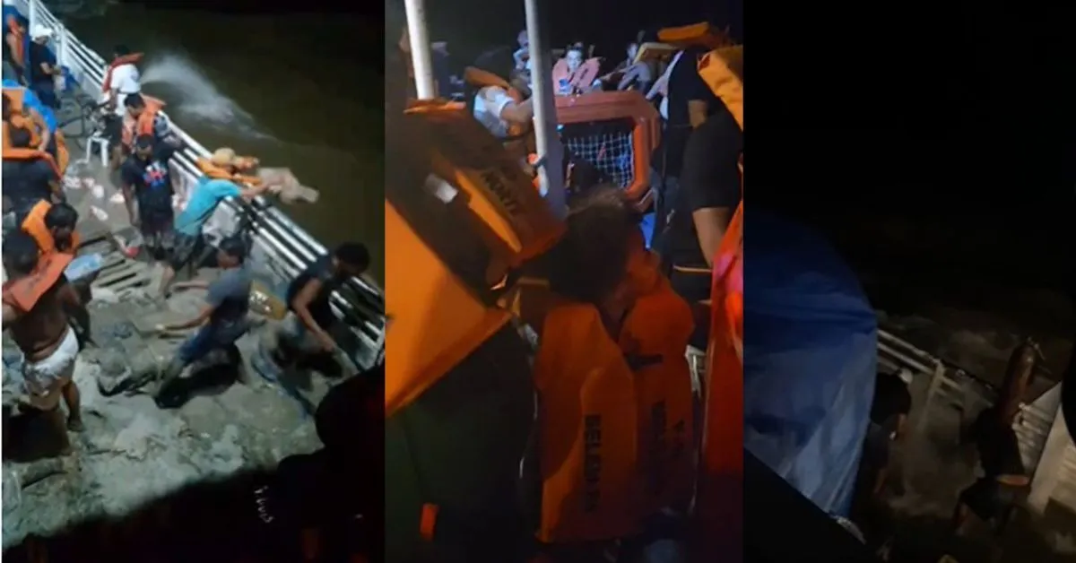 Ferry boat que quase naufragou na rota Belém-Curralinho estava com excesso de carga e teve a proa parcialmente submersa.