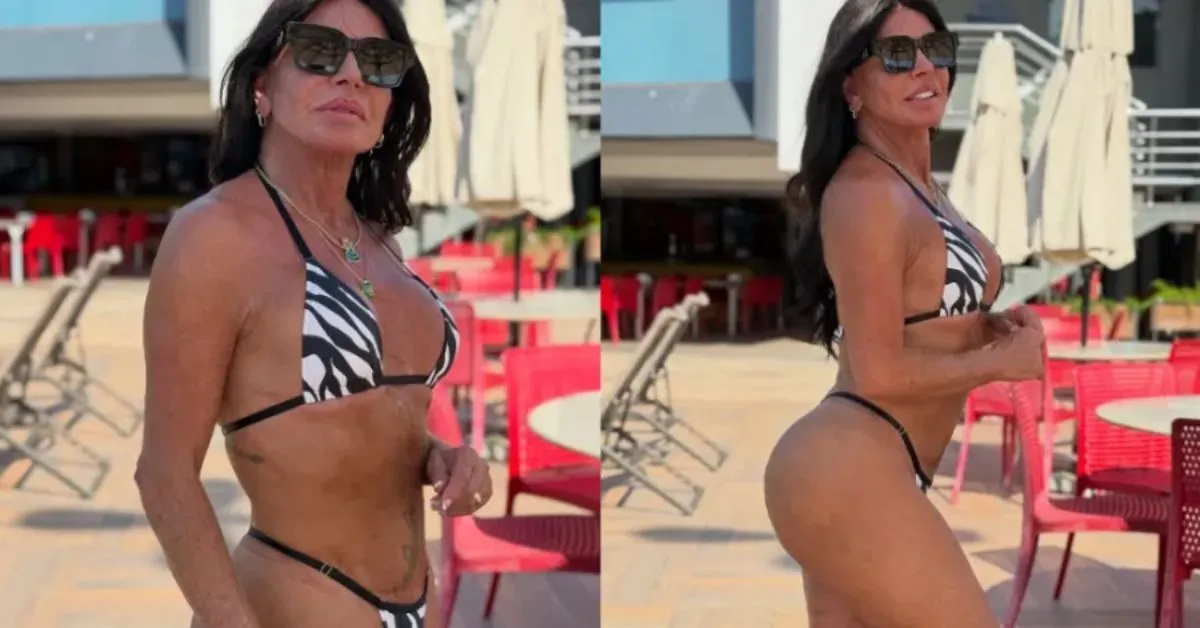 Imagem ilustrativa da notícia: Gretchen curte dia de sol em Belém e encanta com biquíni de fita