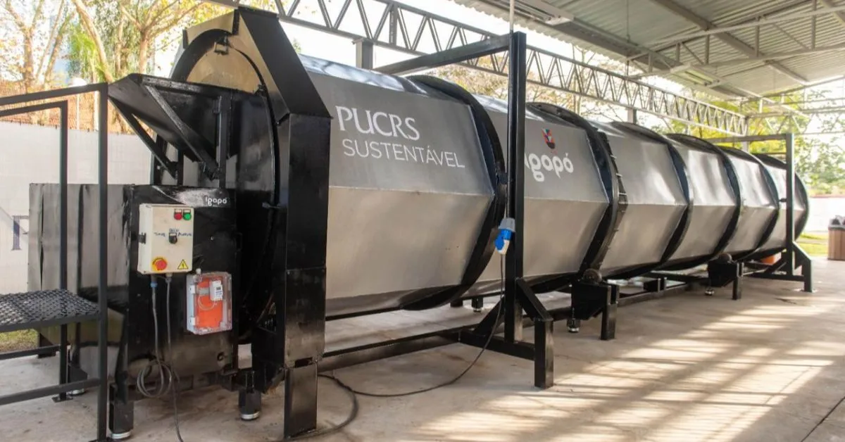 Sistema da composteira é automatizado, o que facilita a transformação do resíduo em adubo orgânico de alta qualidade.