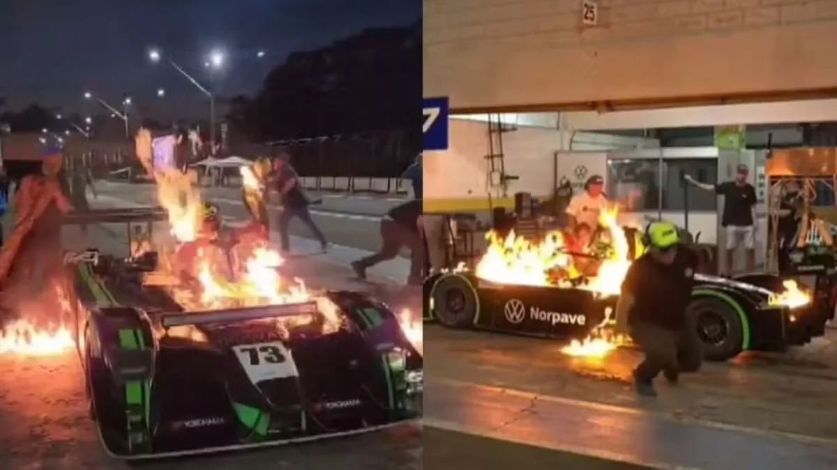 O incidente ocorreu no momento em que os pilotos eram trocados e o carro estava sendo abastecido.