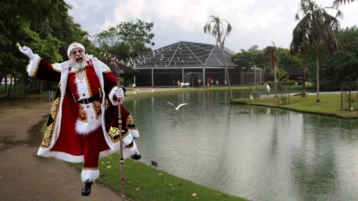 A chegada do Papai Noel é um dos momento mais aguardados na Domingueira de Natal.