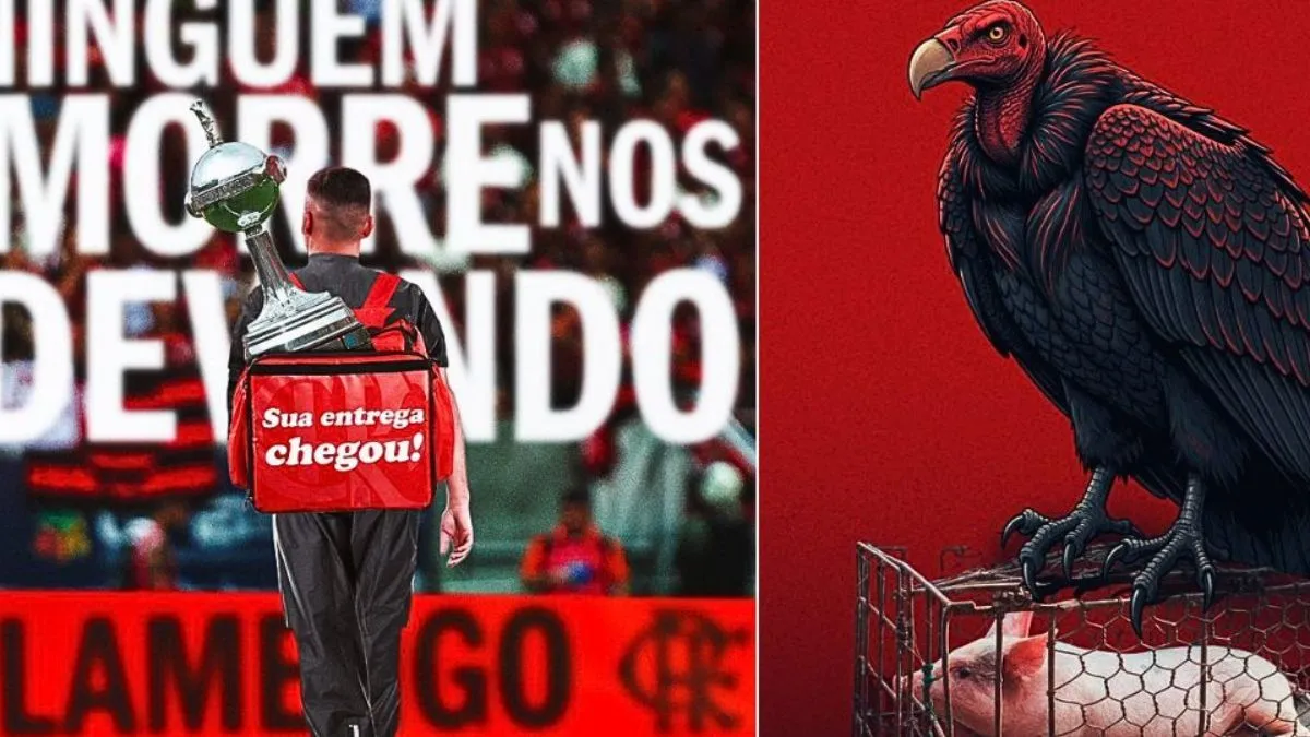 Flamengo provoca Palmeiras nas redes sociais após conquistar o tetracampeonato da Libertadores.