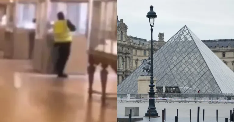 Segundo as autoridades, três homens com capuzes chegaram ao museu em uma scooter. Os criminosos se aproveitaram de obras em execução no local para acessar a Galeria d'Apollon, onde ficava exposta a coleção de joias de Napoleão.