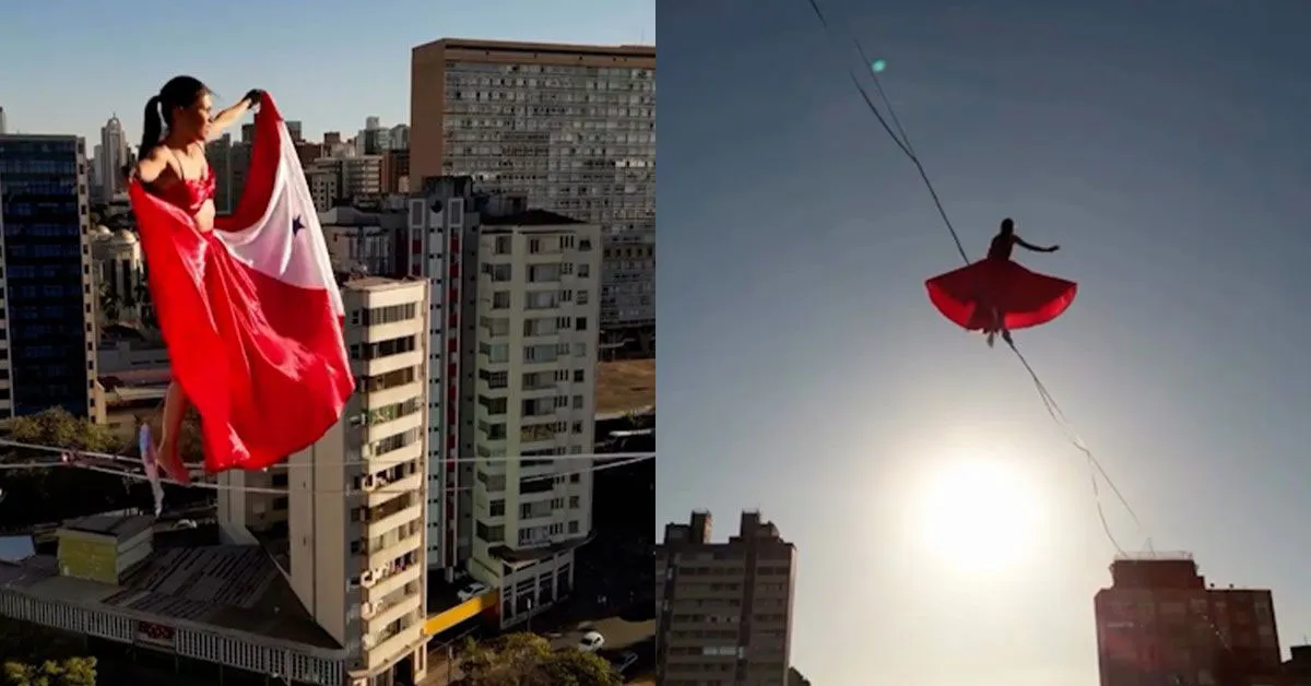 Andreza Pereira desafia a gravidade em Belo Horizonte e leva o carimbó para o alto da cidade, mostrando equilíbrio, coragem e orgulho paraense.