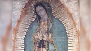 Imagem original de Nossa Senhora de Guadalupe, fotografada em outubro de 2017 – Basílica de Santa Maria de Guadalupe, México.