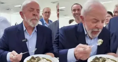 Presidente esteve na inauguração de uma fábrica de automóveis elétricos na região metropolitana de Salvador e provou o prato típico dias depois de comer a iguaria em Belém.