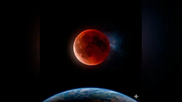 O tom avermelhado da "Lua de Sangue" é resultado da luz solar que, ao atravessar a atmosfera da Terra, é filtrada e refratada.