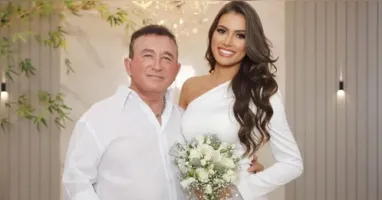 Amado Batista e a miss Calita Franciele se casaram em  março de 2025.