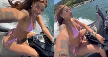 Ludmilla exibe biquíni rosa e arranca elogios durante passeio de jet ski em Angra dos Reis