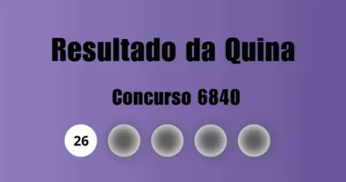 Imagem ilustrativa da notícia Resultados do Concurso 6840 da Quina: prêmio de R$ 10,4 Milhões e como resgatar