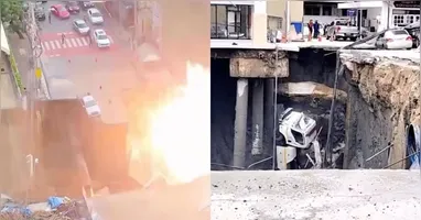 Imagem ilustrativa da notícia VÍDEO: enorme cratera se abre em frente a hospital na Tailândia