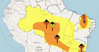 Alerta amarelo no Pará: regiões Sudeste, Sudoeste e Baixo Amazonas estão sob risco de chuvas intensas até a manhã de quarta-feira (15), segundo o Inmet.