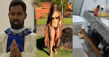 Mulher foi encontrada escondida debaixo da pia dentro da casa paroquial durante confronto com noivo e sogro.