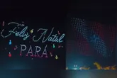 Drones formaram imagens gigantes no céu de Belém, emocionando o público durante a abertura do Natal Encantado no Parque da Cidade.