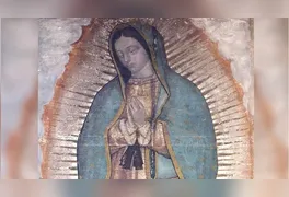 Imagem original de Nossa Senhora de Guadalupe, fotografada em outubro de 2017 – Basílica de Santa Maria de Guadalupe, México.