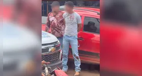 Com as mãos amarradas, o acusado foi conduzido por moradores pelas ruas do distrito.