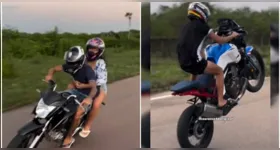 Ruan Carlos, o “Cearense”, em registros publicados nas redes sociais, onde costumava aparecer pilotando motocicletas.