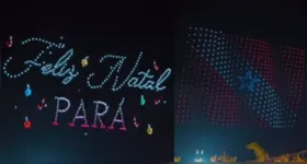 Drones formaram imagens gigantes no céu de Belém, emocionando o público durante a abertura do Natal Encantado no Parque da Cidade.
