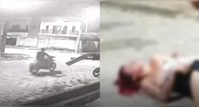 As imagens mostram uma das vítimas com sangramento intenso após bater a cabeça no chão de bloquetes.