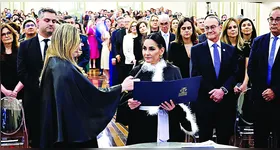 A nova desembargadora durante a cerimônia de posse, no Tribunal de Justiça do Estado do Pará.