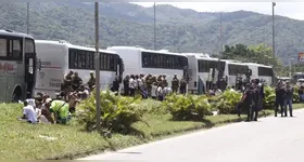 Torcedores santistas foram detidos momentos depois pela polícia de Santa Catarina
