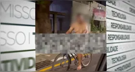 Homem pedala nu e canta em plena madrugada na avenida Governador José Malcher, em Belém.