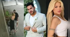 As gravações mostram o casal em uma discussão na calçada do edifício antes do flagra de agressão.