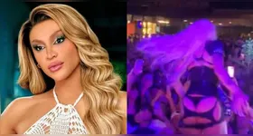 Pabllo Vittar cai durante apresentação em Goiânia, mas segue com bom humor e mantém a energia no palco.