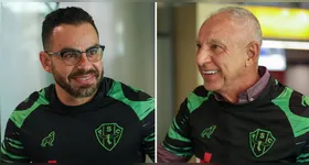 Auxiliar Marcinho (esquerda) e o técnico/pai Márcio Fernandes (direita) já estão em Belém para novamente comandar o Paysandu