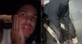 Para tentar resolver a situação, Lucas utilizou uma garrafinha de água de 500ml e uma sacola de papel de grife. No entanto, o material não resistiu e rasgou.