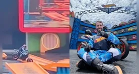 Lurrique Ferrari durante apresentação no Beto Carrero World; piloto morreu após acidente em manobra radical.