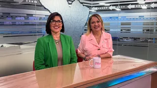 Priscila Belfort e Heloiva Távora no estúdio da RBA TV.