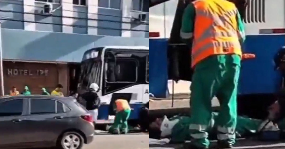 Funcionaria de empresa de coleta de lixo é atropelada por ônibus em Belém