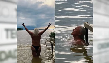 Imagem ilustrativa da imagem Fafá de Belém encanta ao fazer topless em banho de rio no Pará