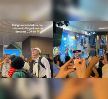 Imagem ilustrativa da imagem Gringos se encantam com show dos Vingadores do Brega na COP30