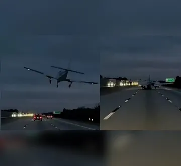 Imagem ilustrativa da imagem Avião cai sobre carro em rodovia nos EUA e motorista sobrevive