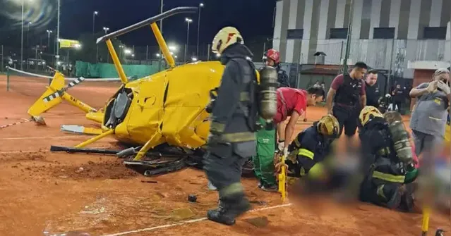 Imagem ilustrativa da notícia Helicóptero cai em quadra de tênis em Buenos Aires e deixa feridos
