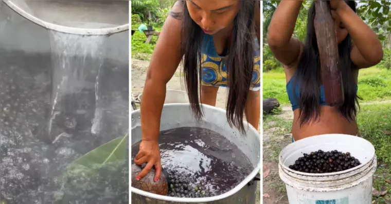 Imagem ilustrativa da notícia Veja o vídeo! Indígenas da Amazônia mantêm preparo manual do acaí