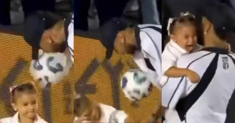 Imagem ilustrativa da notícia VÍDEO: filha de Neymar leva bolada na cabeça e sai chorando
