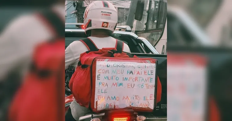 Imagem ilustrativa da notícia Belém: Criança deixa recado na mochila do pai motoboy e encanta web
