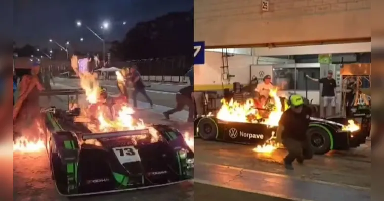 Imagem ilustrativa da notícia Carro de piloto brasileiro pega fogo durante corrida