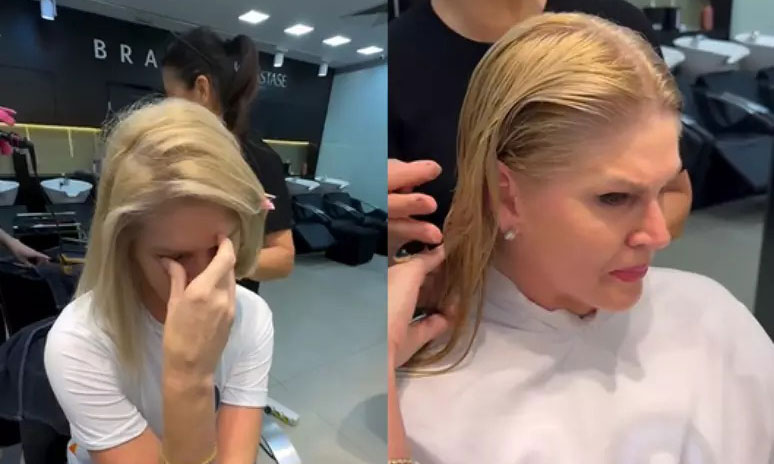 Tratando um câncer, Val Marchiori se emociona ao cortar cabelo